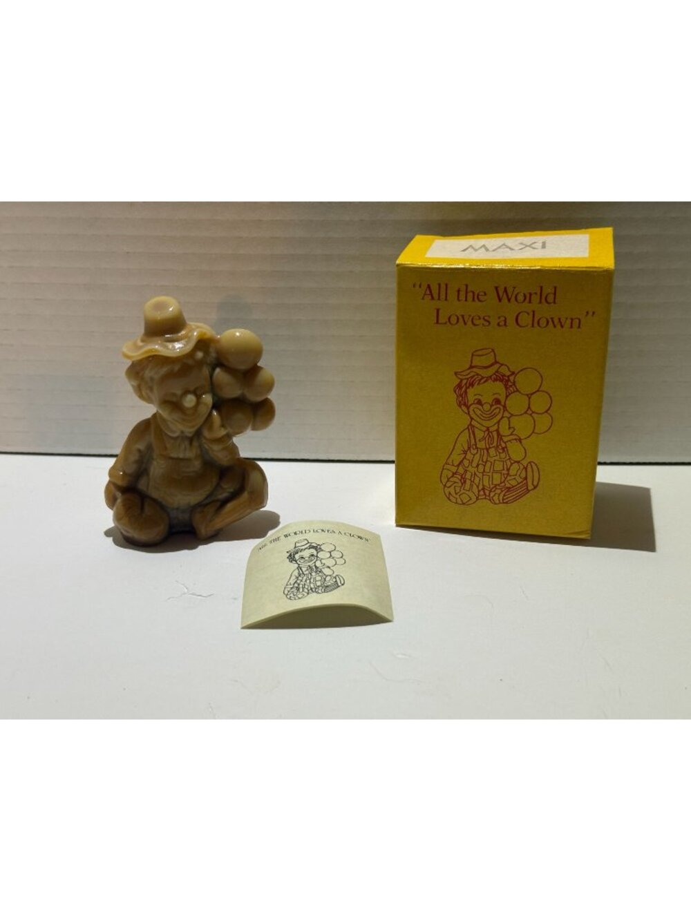 Vintage Mosser Glass All the World Loves A Clown "Maxi" Tan/Brown